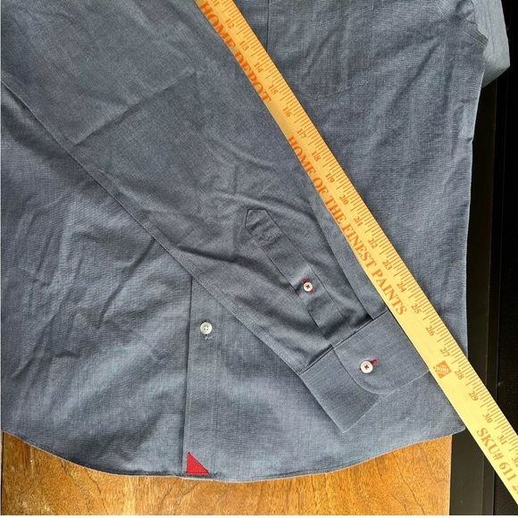 Untuckit Shirt Mens Medium Blue Pio Cesare WF Button Down Wrinkle Free Preppy - Picture 10 of 12